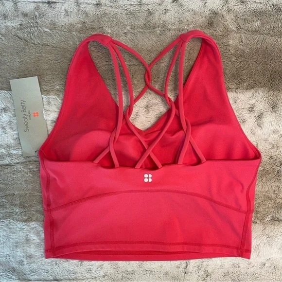 NWT Sweaty Betty Super Soft Strappy Back Workout Crop Top in Glow Pink SIZE US 6 - Picture 5 of 12